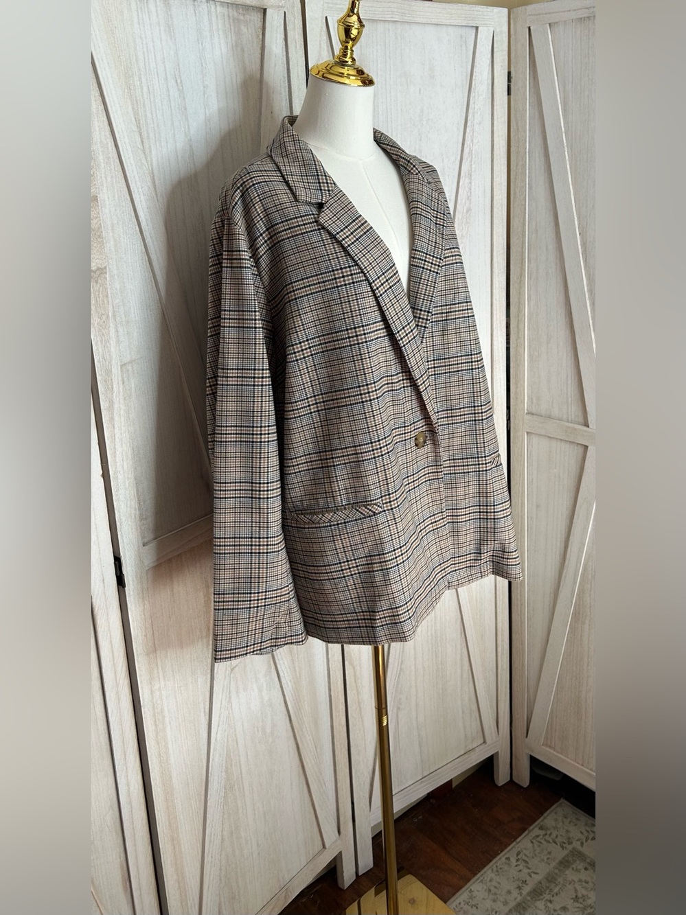 J. Jill Oversized Mendocino Plaid Blazer Autumn Layering Sz XL Lite Academia - Picture 5 of 13